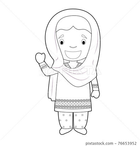 Easy coloring cartoon character from Pakistan... - Stock Illustration  [76653952] - PIXTA