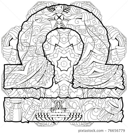 Libra zodiac sign with mandala cute retro zentangle stylized in vector 76656779