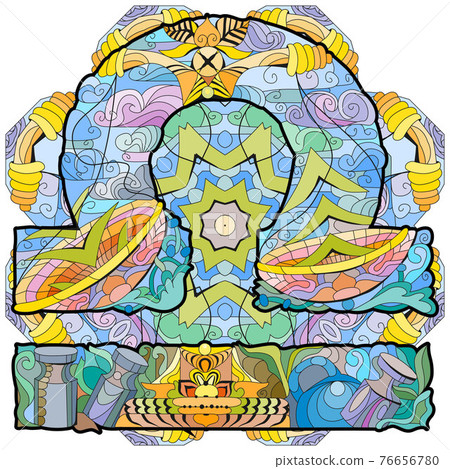 Libra zodiac sign with mandala cute retro zentangle stylized in vector Libra zodiac sign with mandala cute retro zentangle stylized in vector 76656780