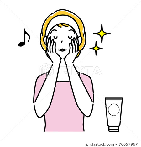 一個皮膚粗糙的女人做皮膚護理的插圖簡單矢量 76657967