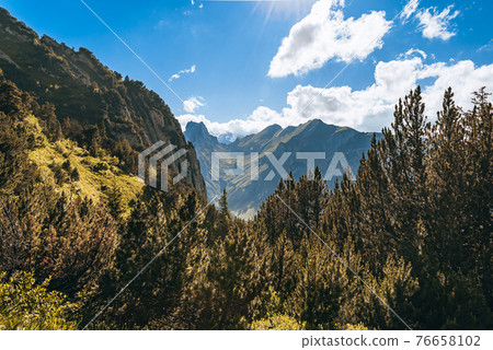 Beautiful landscape which you can experience in the alps in Switzerland 76658102