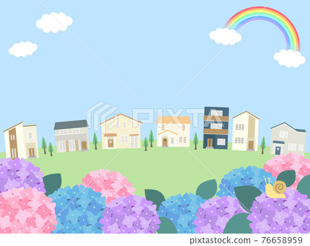 繡球花雨季梅雨 插圖素材 圖庫