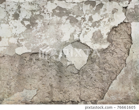 Grey Concrete Texture old wall with peeling paint, scratches and cracks 76661605