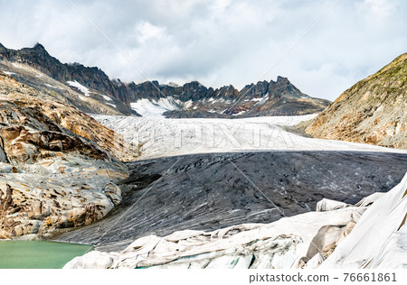 The Rhone Glacier, the source of the Rhone at Furka Pass in Switzerland 76661861