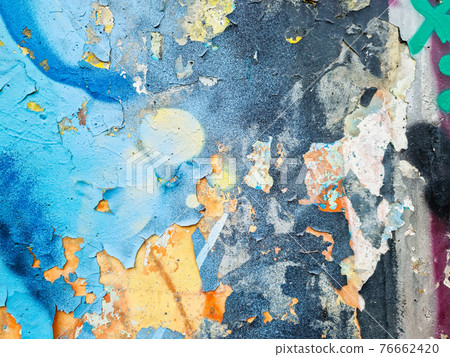 close up of colorful messy painted urban wall texture close up of colorful messy painted urban wall texture 76662420