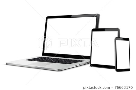 Laptop, phone, digital tablet pc mock up Laptop, phone, digital tablet pc mock up 76663170