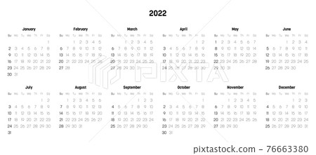 Monthly calendar annual of year 2022 76663380