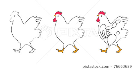 雞線描插畫手繪 雞線描插畫手繪 76663689