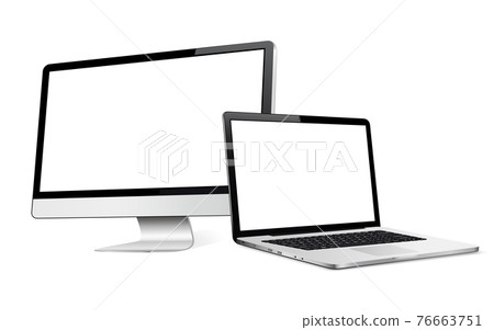 Computer display with laptop mock up Computer display with laptop mock up 76663751