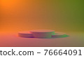 3d Podium for packaging presentation and cosmetic. Product display with colorful plastic textures. 3d illustration 76664091
