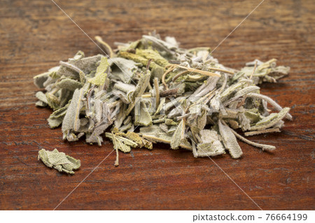 loose leaves of dry sage herb loose leaves of dry sage herb 76664199