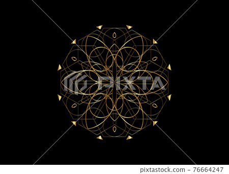 Flower of Life symbol Sacred Geometry. Gold luxury Logo icon Geometric mystic mandala of alchemy esoteric Seed of Life. Vector divine meditative amulet isolated on black background Flower of Life symbol Sacred Geometry. Gold luxury Logo icon Geometric mystic mandala of alchemy esoteric Seed of Life. Vector divine meditative amulet isolated on black background 76664247