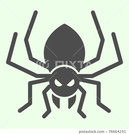 Halloween spider solid icon. Scary spider silhouette glyph style pictogram on white background. Halloween and mystery sign for mobile concept and web design. Vector graphics. 76664291