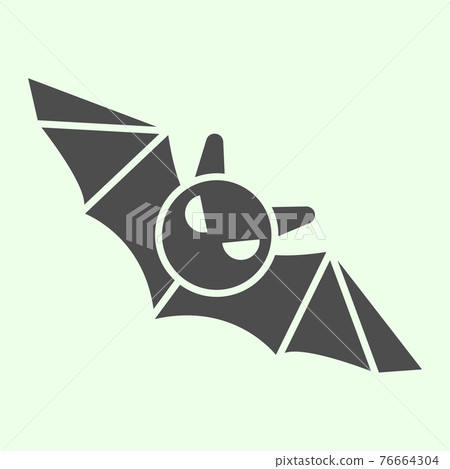 Bat solid icon. Flying Halloween scary night animal glyph style pictogram on white background. Halloween black bat monster silhouette for mobile concept and web design. Vector graphics. 76664304