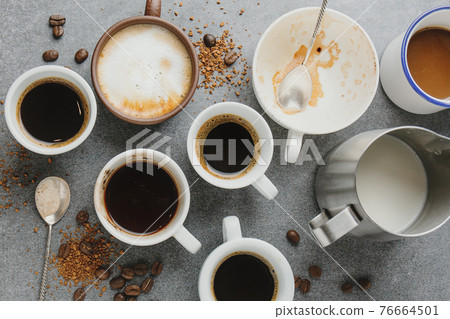 Coffee cups and props for making coffee 76664501