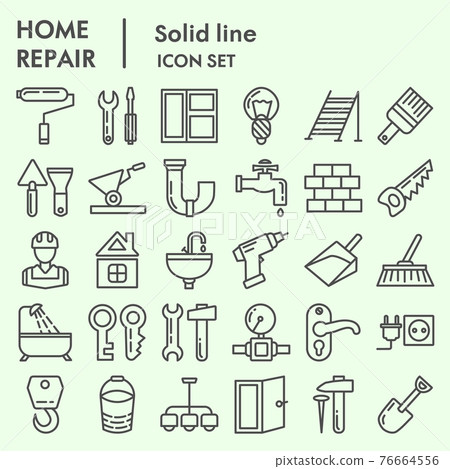 Home repair line icon set, renovation symbols... - Stock Illustration ...