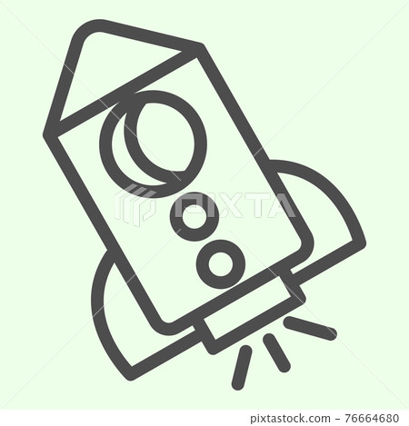 Missile line icon. Rocket attack flight with flame outline style pictogram on white background. Science and research signs for mobile concept and web design. Vector graphics. 76664680