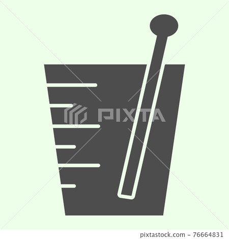 Urine test analysis solid icon. Laboratory beaker glyph style pictogram on white background. Chemistry and biology signs for mobile concept and web design. Vector graphics. 76664831