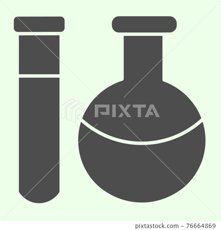 Chemical substance solid icon. Lab flask and test tube with liquids glyph style pictogram on white background. Science study signs for mobile concept and web design. Vector graphics. Chemical substance solid icon. Lab flask and test tube with liquids glyph style pictogram on white background. Science study signs for mobile concept and web design. Vector graphics. 76664869
