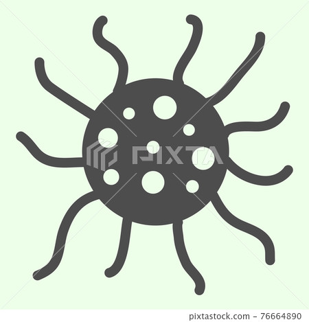 Virus solid icon. Biology microbe bacterium and germ glyph style pictogram on white background. Science and microbiology signs for mobile concept and web design. Vector graphics. Virus solid icon. Biology microbe bacterium and germ glyph style pictogram on white background. Science and microbiology signs for mobile concept and web design. Vector graphics. 76664890