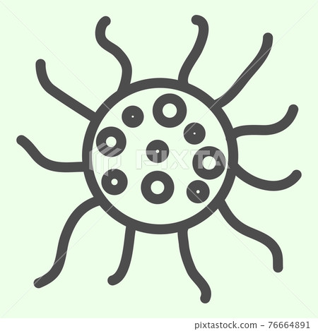 Virus line icon. Biology microbe bacterium and germ outline style pictogram on white background. Science and microbiology signs for mobile concept and web design. Vector graphics. 76664891