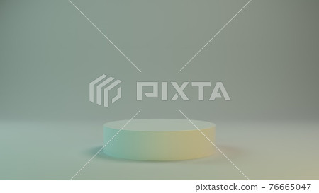 3D mint podium for packaging presentation. Product display with white plastic textures. 3d illustration 76665047
