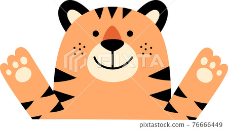 Tiger character New Year's card material Smile both hands Tiger character New Year's card material Smile both hands 76666449