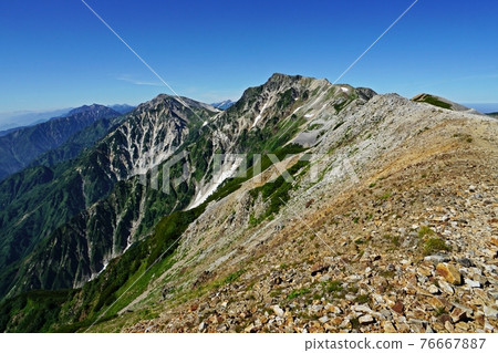 Shirouma Sanzan in summer seen from the vicinity of Mt. Korenge 76667887