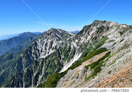 Shirouma Sanzan in summer seen from the vicinity of Mt. Korenge 76667889