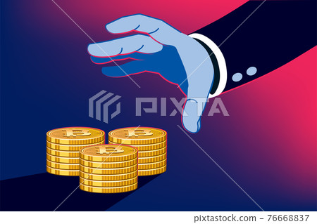 Business man profiting through cryptocurrency unfair methods. Stealing digital money on investment. 76668837