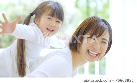 Mom and daughter playing indoors 76668985