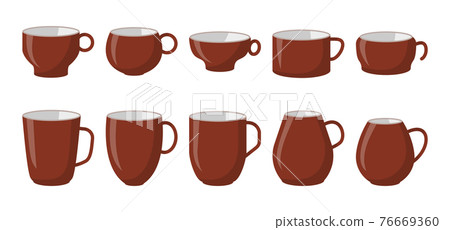 Brown coffee tea cup mockup empty icon set vector 76669360
