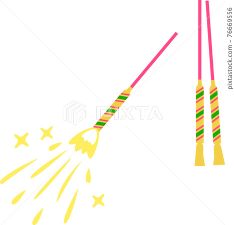 已點燃的手頭煙花和點燃前的煙花 76669556