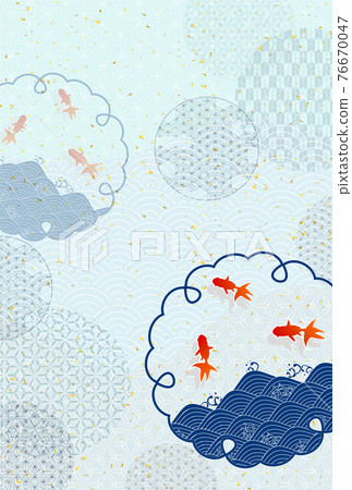 Goldfish Japanese pattern summer greeting background 76670047