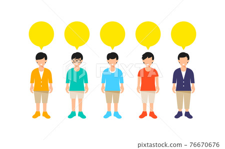 Vector set of multiple kids-with speech bubbles 76670676