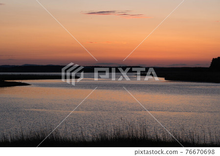 Sarufutsu River at dusk 76670698