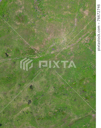 Aerial photograph at Grassland ~ Drone (Morning Neighborhood / Shizuoka Prefecture Fujinomiya City) 76672746