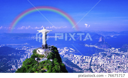Rio de Janeiro Christ the Redeemer aerial view Rio de Janeiro Christ the Redeemer aerial view 76675717