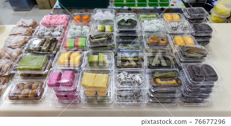 Assorted sweet nyony kueh kuih for iftar or buka puasa by muslim in Ramadhan month in Malaysia 76677296