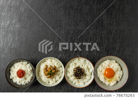 Rice and side dishes Side dishes of rice japanese food Rice and side dishes Side dishes of rice japanese food 76678263