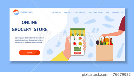 Online Grocery Store Order Shopping Delivery Cell 76679922