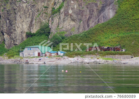 View of Banya from a cruise ship on the north side of the Shiretoko Peninsula, Hokkaido 76680089