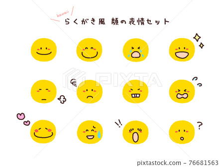 Facial expression pattern icon set of postcard-style smiley face 1 76681563