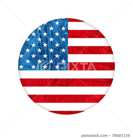Round textured badge with USA flag silhouette 76685139