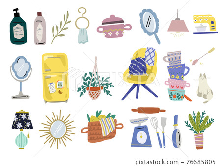 Natural and cute parts illustration (furniture, miscellaneous goods, tableware, cosmetics, plants, food, Scandinavian, fashion, fashion 76685805
