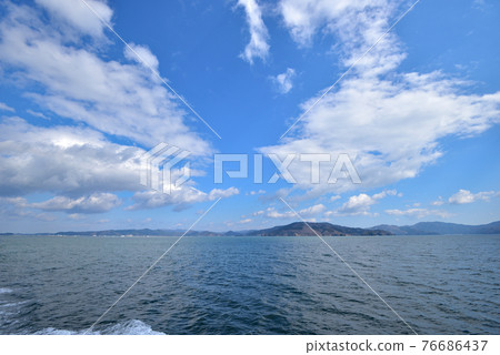 Ishinomaki City Oshika Peninsula seen from offshore towards Kodakehama Fishing Port 76686437