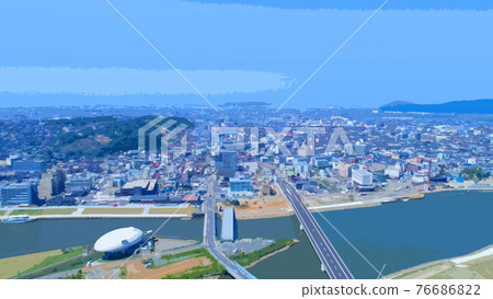 Illustration of Ishinomaki City, Miyagi Prefecture 76686822
