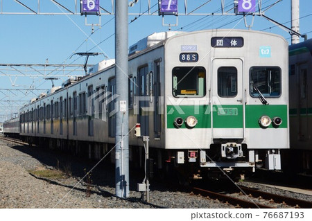 Tokyo Metro Chiyoda Line 5000 series stopped at the depot Tokyo Metro Chiyoda Line 5000 series stopped at the depot 76687193