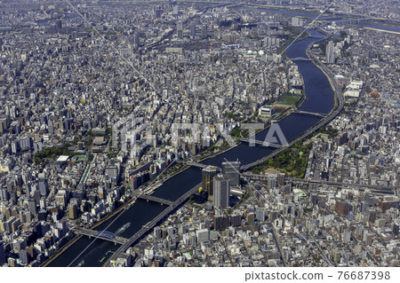 Aerial view of the Sumida River Aerial view of the Sumida River 76687398