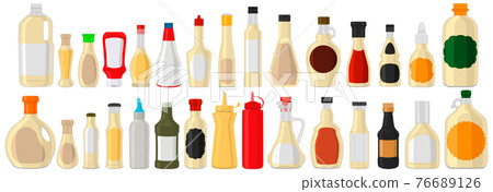 Illustration on theme big kit varied glass bottles filled thick sauce mayonnaise 76689126
